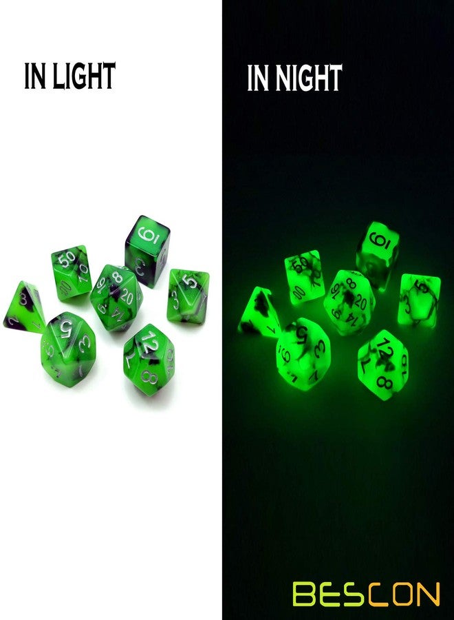 Bescon Two-Tone Glow-in-The-Dark Polyhedral Dice Set Spooky Rocks, Luminous RPG Dice Set d4 d6 d8 d10 d12 d20 d% Brick Box Pack - Image 4
